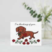 Dachshund en cartoon briefkaart (Staand voorkant)