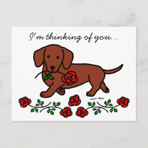 Dachshund en cartoon briefkaart