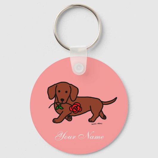 Dachshund en cartoon sleutelhanger (Voorkant)