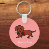 Dachshund en cartoon sleutelhanger (Voorkant)
