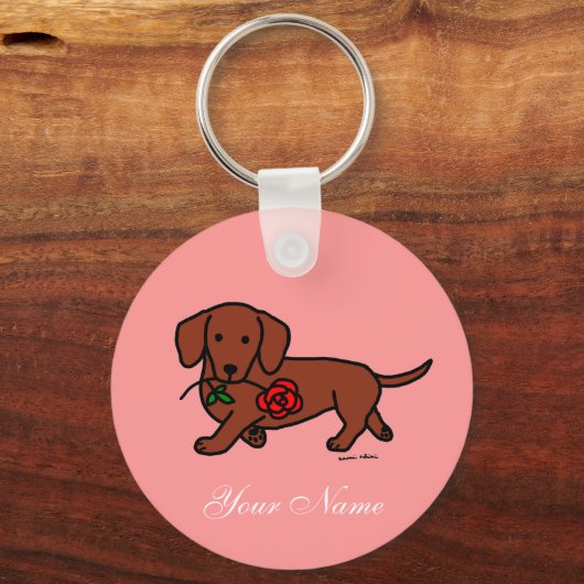 Dachshund en cartoon sleutelhanger (Voorkant)
