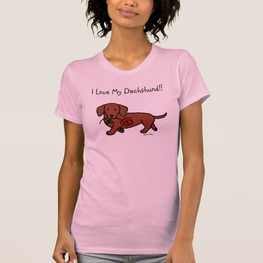 Dachshund en cartoon t-shirt (Voorkant)