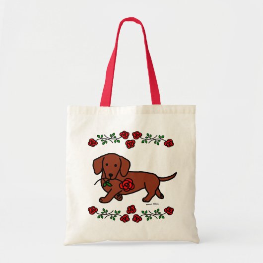 Dachshund en cartoon tote bag (Voorkant)