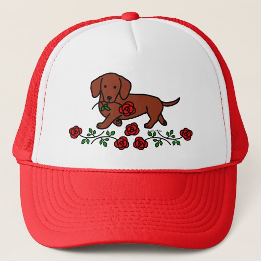 Dachshund en cartoon trucker pet (Voorkant)