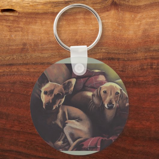 Dachshund en Chihuahua Snuggle Sleutelhanger (Voorkant)