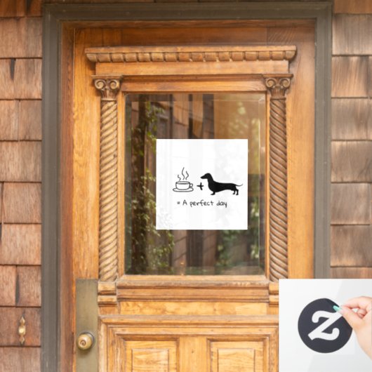 Dachshund en Coffee Lover Window Decal (Huis Deur)