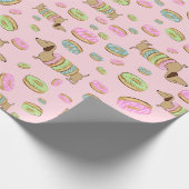Dachshund en Donuts | Gift Wrap Doxie Party Cadeaupapier (Hoek)