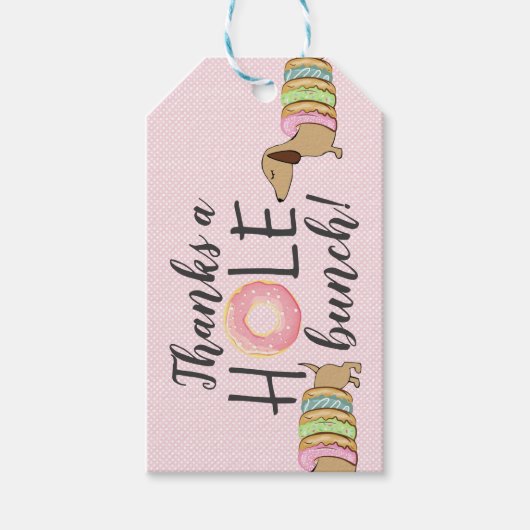 Dachshund en Donuts Party Bedankt a Hole Bunch Cadeaulabel (Voorkant)
