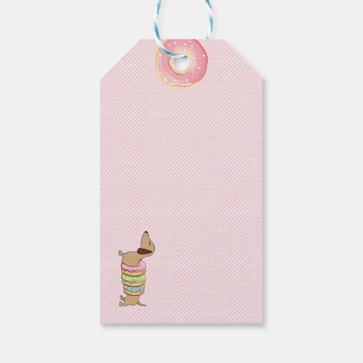 Dachshund en Donuts Party Bedankt a Hole Bunch Cadeaulabel (Achterkant)