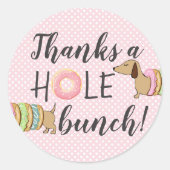 Dachshund en Donuts Party Bedankt a Hole Bunch Ronde Sticker (Voorkant)