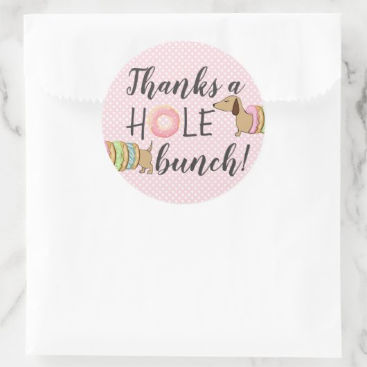 Dachshund en Donuts Party Bedankt a Hole Bunch Ronde Sticker (Tas)