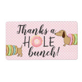Dachshund en Donuts Party Bedankt a Hole Etiket (Voorkant)