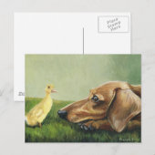 "Dachshund en Ducking" Briefkaart (Voorkant / Achterkant)
