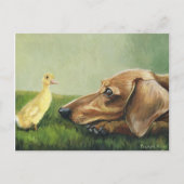 "Dachshund en Ducking" Briefkaart (Voorkant)