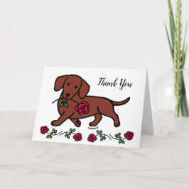 Dachshund en een Roos cartoon bedankje Bedankkaart