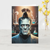 Dachshund en Frankenstein Kaart (Gele Bloem)