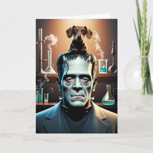 Dachshund en Frankenstein Kaart