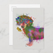 Dachshund en Glasses Rainbow Splash Briefkaart (Voorkant / Achterkant)