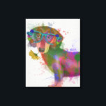 Dachshund en Glasses Rainbow Splash Canvas Afdruk<br><div class="desc">Deze waterverf print bevat een kleurrijk portret van een sund in een blauwgroen glazen gekleurd in bloemen | Door Fab Funky</div>