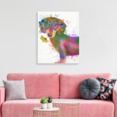 Dachshund en Glasses Rainbow Splash Canvas Afdruk (Insitu (Woonkamer))