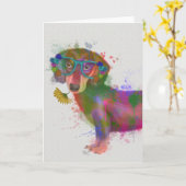 Dachshund en Glasses Rainbow Splash Kaart (Gele Bloem)