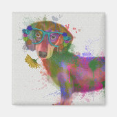 Dachshund en Glasses Rainbow Splash Magneet (Voorkant)