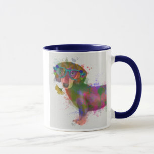 Dachshund en Glasses Rainbow Splash Mok
