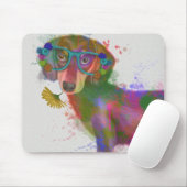 Dachshund en Glasses Rainbow Splash Muismat (Met muis)