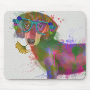 Dachshund en Glasses Rainbow Splash Muismat