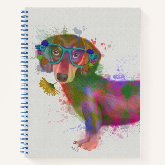 Dachshund en Glasses Rainbow Splash Notitieboek (Voorkant)
