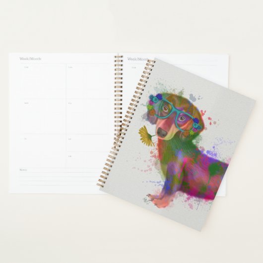 Dachshund en Glasses Rainbow Splash Planner (Display)