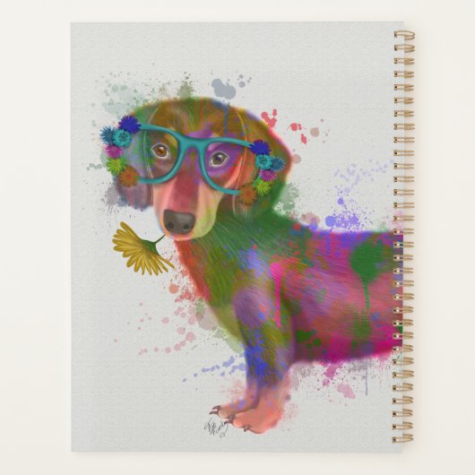 Dachshund en Glasses Rainbow Splash Planner (Achterkant)