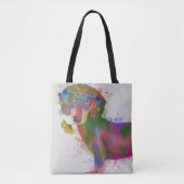 Dachshund en Glasses Rainbow Splash Tote Bag (Voorkant)