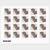 Dachshund en Glasses Rainbow Splash Vierkante Sticker (Vel)
