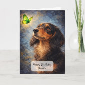 Dachshund en Groene Vlinder Kaart (Voorkant)
