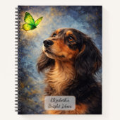 Dachshund en Groene Vlinder Notitieboek (Voorkant)
