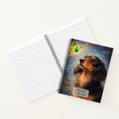 Dachshund en Groene Vlinder Notitieboek (Binnen)