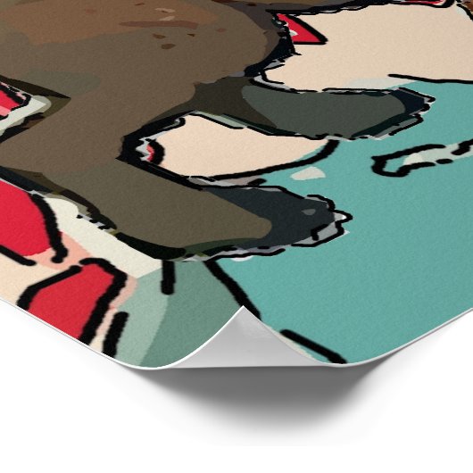 Dachshund en Guitar Poster (Hoek)