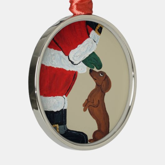 Dachshund- en kerstkerstversiering metalen ornament (Rechts)