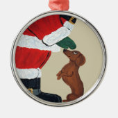 Dachshund- en kerstkerstversiering metalen ornament (Voorkant)