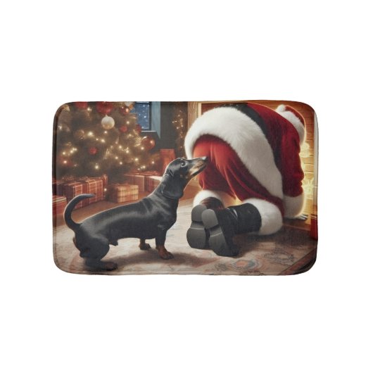 Dachshund en Kerstman Badmat (Voorkant)