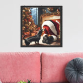 Dachshund en Kerstman  Canvas Afdruk (Insitu (Woonkamer))