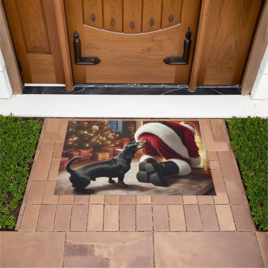 Dachshund en Kerstman  Deurmat (Buiten)
