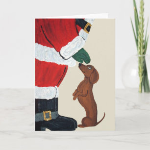 Dachshund en kerstman feestdagen kaart