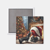 Dachshund en Kerstman  Magneet (Voorkant / Achterkant)