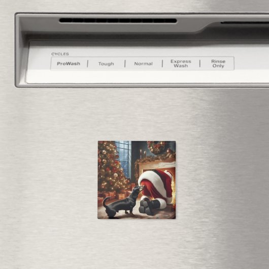 Dachshund en Kerstman  Magneet (Insitu (Vaatwasser))