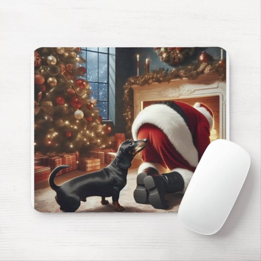 Dachshund en Kerstman  Muismat (Met muis)