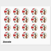 Dachshund en Kerstman Ronde Sticker (Vel)