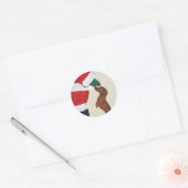 Dachshund en Kerstman Ronde Sticker (Envelop)