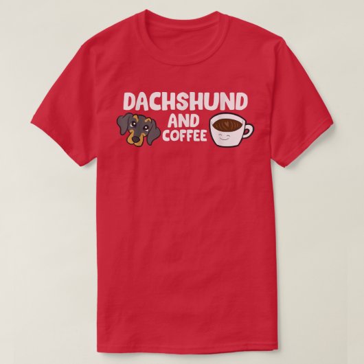 Dachshund en koffie t-shirt (Design voorkant)